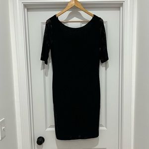 Banana Republic Netting overlay black midi dress